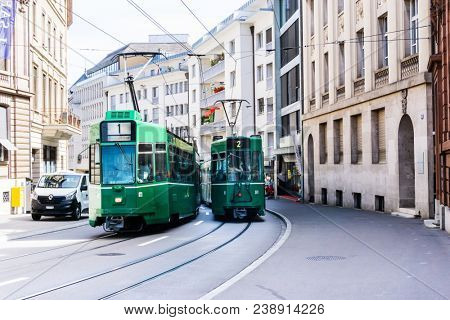 BASEL, SWITZERLAND - June 16, 2017: Tourists on foot Graben Street in Basel,Switzerland