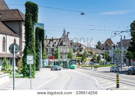 BASEL, SWITZERLAND - June 16, 2017: Tourists on foot Graben Street in Basel,Switzerland
