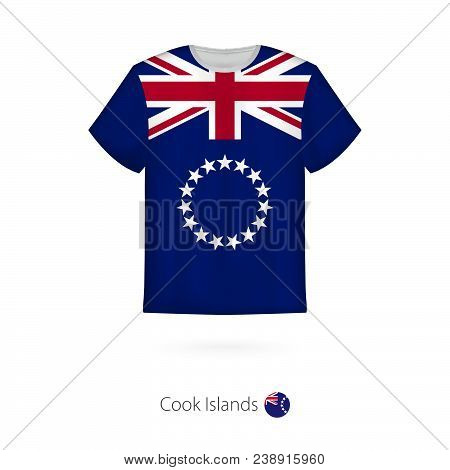 T-shirt Design With Flag Of Cook Islands. T-shirt Vector Template.