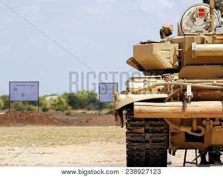 Russian Desert Tank. Russian Military Equipment. War.