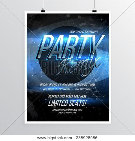 Beautiful Party Remix Flyer Template With Event Details