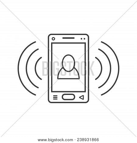 Black And White Linear Ringing Smartphone Icon  With A User Sign