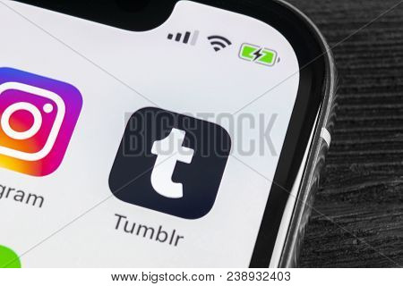Sankt-petersburg, Russia, April 27, 2018: Tumblr Plus Application Icon On Apple Iphone X Smartphone 