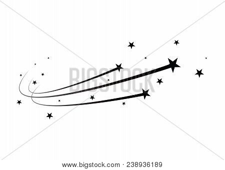 Abstract Falling Star Vector - Black Shooting Star With Elegant Star Trail On White Background - Met