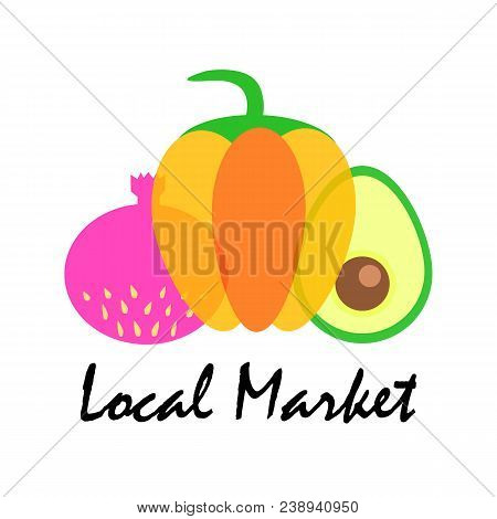 Banner Or Flyer Template With Organic Fruits And Vegetables. Conceptual Illustration Of Healthy Food