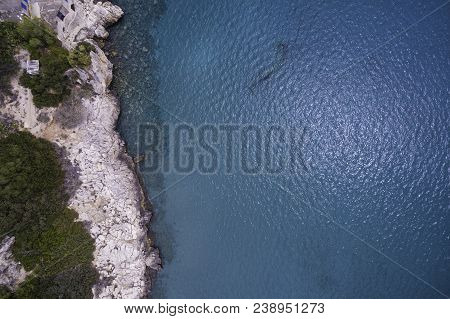 Panoramic Aerial View Of  The Beach At Greek Town Of Tolo