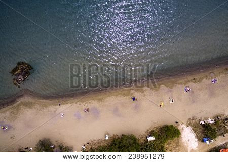 Panoramic Aerial View Of  The Beach At Greek Town Of Tolo