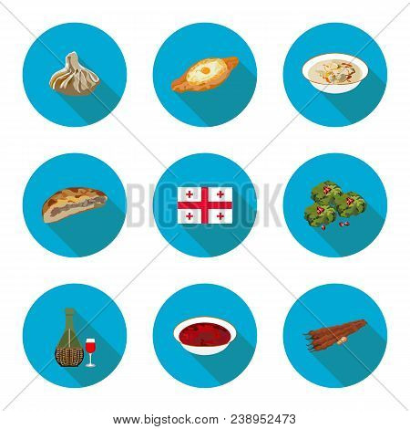 Set Of Flat Icons Georgian Dishes In Vector Format
