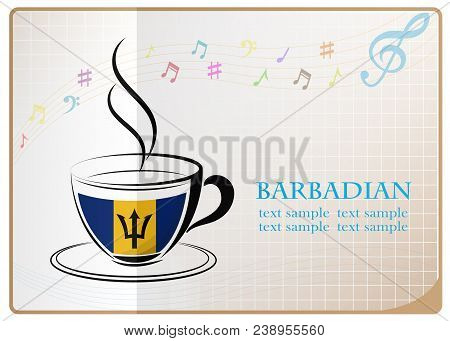Coffee Logo Made From The Flag Of Barbadian