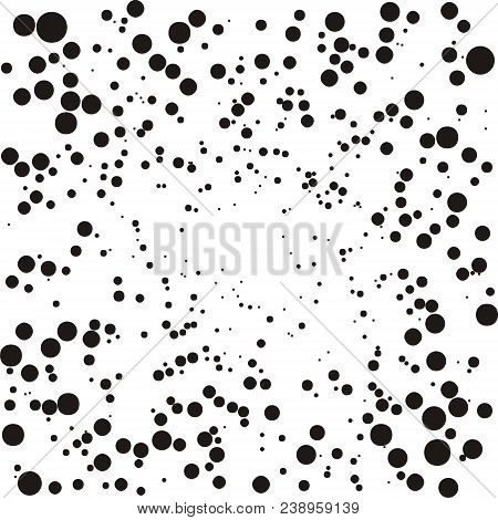 Pattern With Circles, Peas Of Different Sizes Randomly, Randomly Scattered On A White Background. Bl