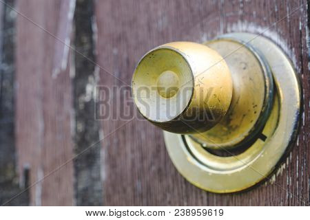Beautiful Vintage And Old, Rustic Door Look, Cracked Brown Paint Wooden Door And Rusty Iron Lock And