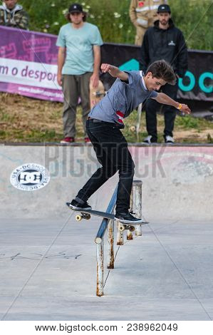 LOULE, PORTUGAL - APRIL 29, 2018: Tiago Pinto during the 1st Stage DC Skate Challenge by Moche.