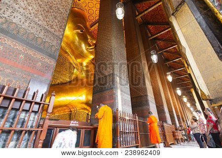 Wat-pho, Bangkok Thailand:- April 13, 2018:-: Wat Pho Or The Official Name Is Wat Pho As The Oldest 