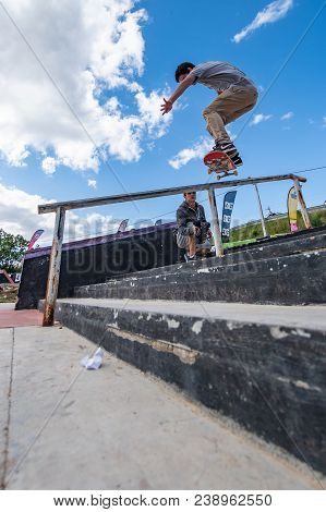 LOULE, PORTUGAL - APRIL 29, 2018: Diogo Carmona during the 1st Stage DC Skate Challenge by Moche.
