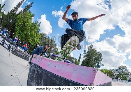 LOULE, PORTUGAL - APRIL 29, 2018: Anibal Martins during the 1st Stage DC Skate Challenge by Moche.