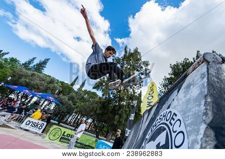 LOULE, PORTUGAL - APRIL 29, 2018: Tiago Pinto during the 1st Stage DC Skate Challenge by Moche.