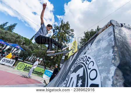 LOULE, PORTUGAL - APRIL 29, 2018: Tiago Pinto during the 1st Stage DC Skate Challenge by Moche.