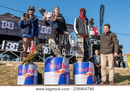LOULE, PORTUGAL - APRIL 29, 2018:  Amateur skateboarder Daniel Santos wins the 1st Stage of DC Skate Challenge by Moche.