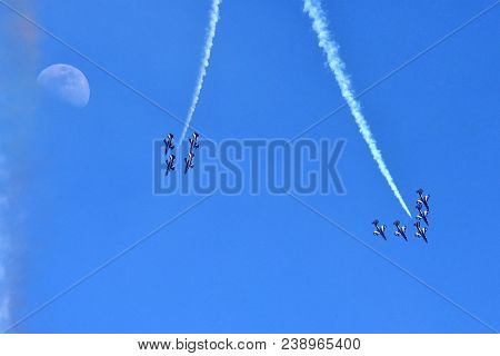 Passage Of Tricolor Arrows In The Italian Sky