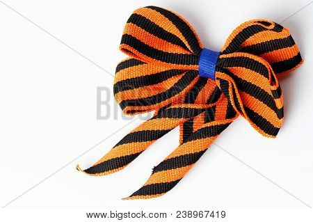 Bant Of Black And Orange Ribbons Of St. George Isolated On White Background