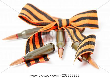 Bant St. George Ribbons And Cartridges Isolated On White Background As A Symbol.
