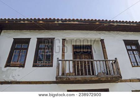 Blagoevgrad, Bulgaria - March 17, 2018: View Of Balkony, Door And Windows At The  Authentic  Ancient