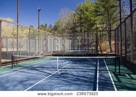 Platform Tennis Also Called Paddle Court Outdoor Sport At Private Suburban Club