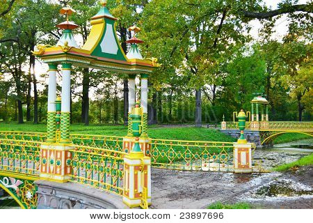 The bridge in Alexander`s park in Tsarskoe Selo