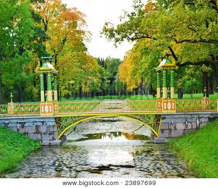 The bridge in Alexander`s park in Tsarskoe Selo