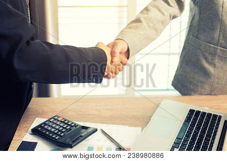 Business People Shaking Hands, Finishing Up A Meeting