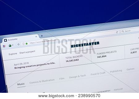 Ryazan, Russia - April 29, 2018: Homepage Of Kickstarter Website On The Display Of Pc, Url - Kicksta