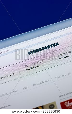 Ryazan, Russia - April 29, 2018: Homepage Of Kickstarter Website On The Display Of Pc, Url - Kicksta
