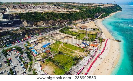 Bali, Indonesia - 12.112017 Aerial View Of A Pandawa Beach