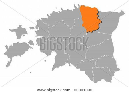 Karte von Estland, LÃ¤Ã¤ne-Viru hervorgehoben