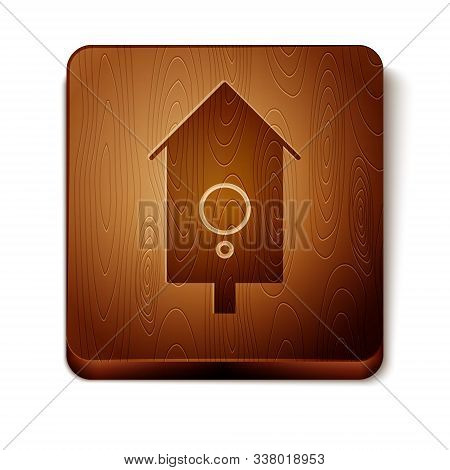 Brown Retro Wall Watch Icon Isolated On White Background. Cuckoo Clock Sign. Antique Pendulum Clock.
