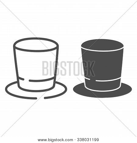 Cylinder Hat Line And Glyph Icon. Top Hat Vector Illustration Isolated On White. Gentleman Hat Outli