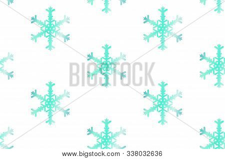 Winter Seamless Gradient Pattern With Snowflakes On White. Christmas Background. Vector.