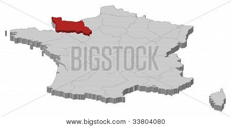 Carte de France, Basse Normandie a mis en évidence :