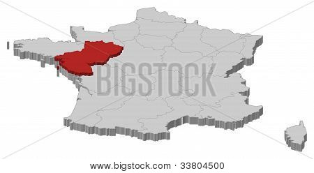 法国，用者自付 De La 卢瓦尔河谷地图突出显示
