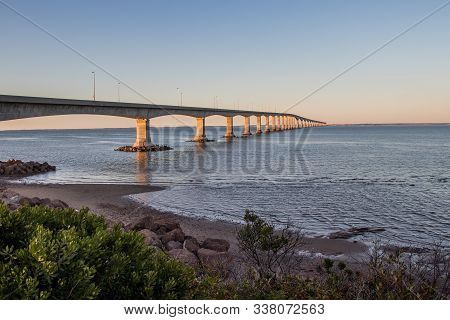 Confederation Bridge Is The Longest Bridge In The World Crossing Ice-covered Water. 12.9km Over The 