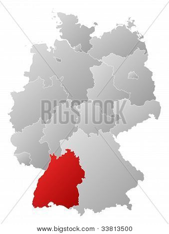 Map Of Germany, Baden-württemberg Highlighted