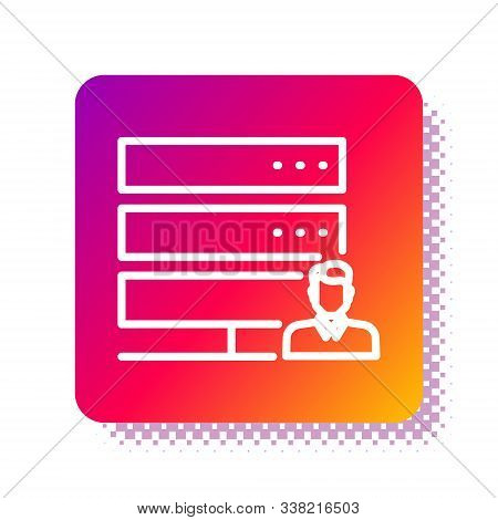 White Customer Care Server Icon Isolated On White Background. Tech Support Concept With Male Operato