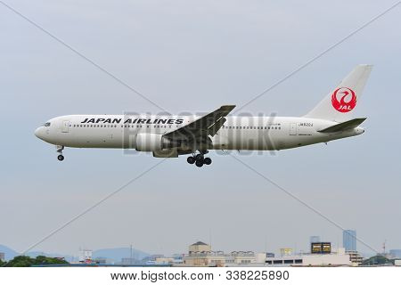 Osaka, Japan - Jun 26, 2019.  Ja622j Japan Airlines Boeing 767-300er Landing At Osaka Itami Airport 