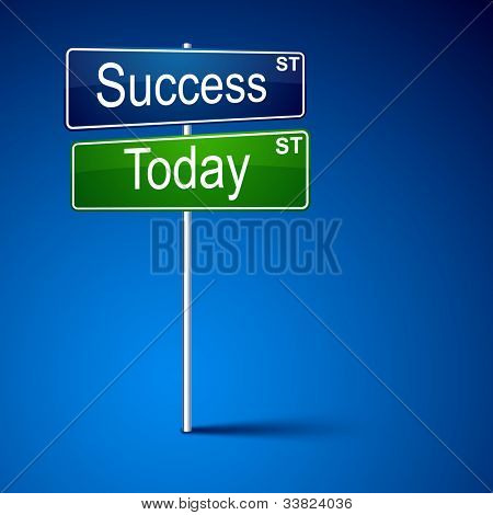 Vektor-Richtung Straßenschild mit Erfolg heute Wörter.