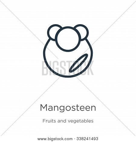 Mangosteen Icon. Thin Linear Mangosteen Outline Icon Isolated On White Background From Fruits Collec