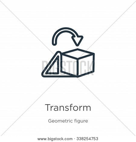 Transform Icon. Thin Linear Transform Outline Icon Isolated On White Background From Geometric Figur