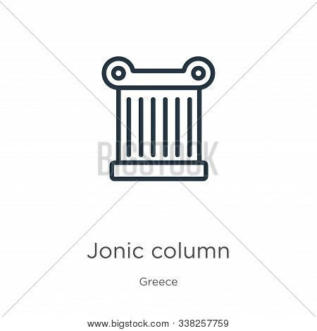 Jonic Column Icon. Thin Linear Jonic Column Outline Icon Isolated On White Background From Greece Co