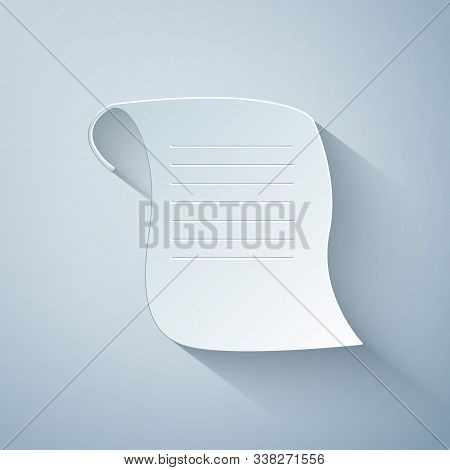 Paper Cut Paper Scroll Icon Isolated On Grey Background. Canvas Scroll Sign. Paper Art Style. Vector