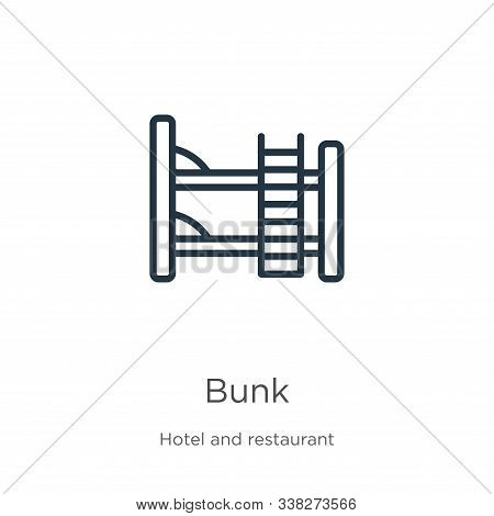 Bunk Icon. Thin Linear Bunk Outline Icon Isolated On White Background From Hotel Collection. Line Ve