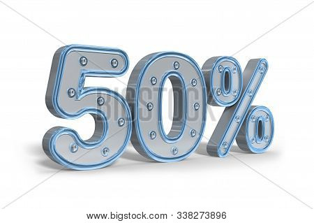 Light Bulbs 50% Discount Of Blue Classic Color, Silver Promotion Sale Percent Made Of Realistic 3d W